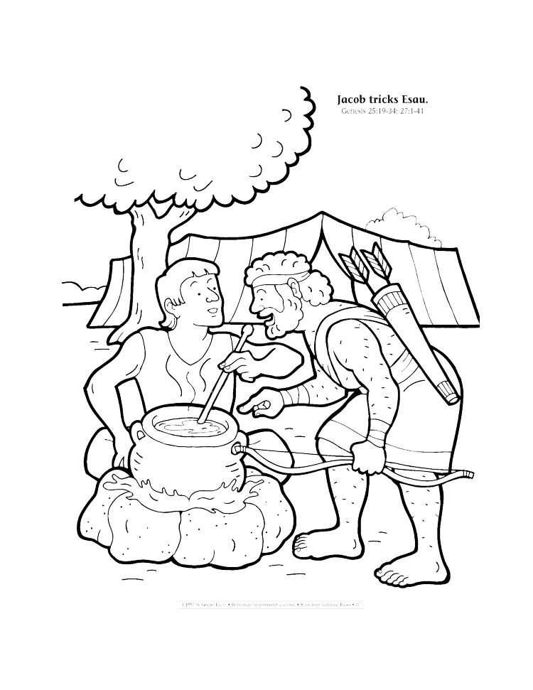 Jacob tricks Esau coloring page