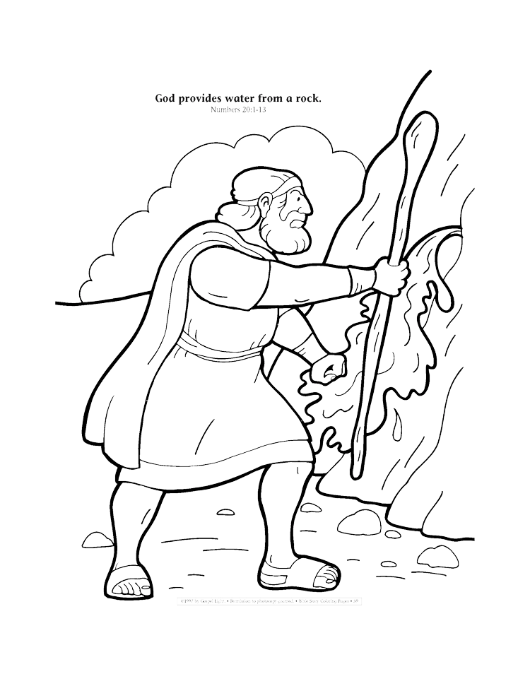God provides water from rock coloring page