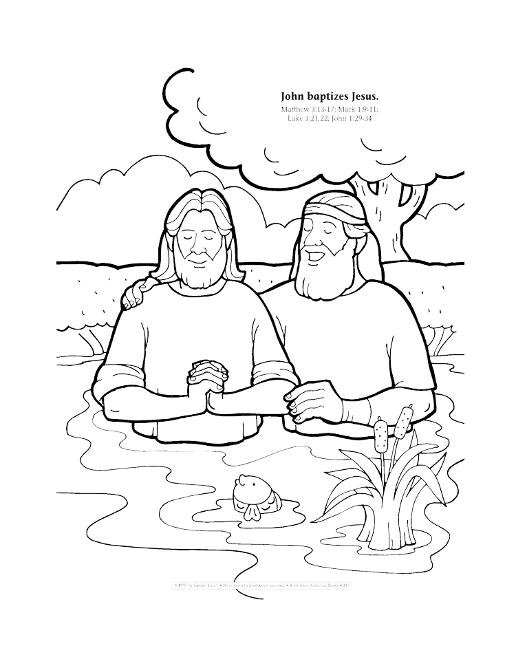 John baptizes Jesus coloring page