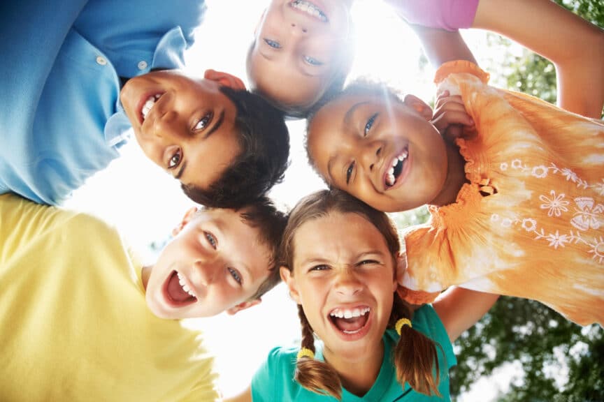 A-group-of-cheerful-young-friends-having-fun-in-the-sun