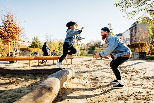 son jumping to father