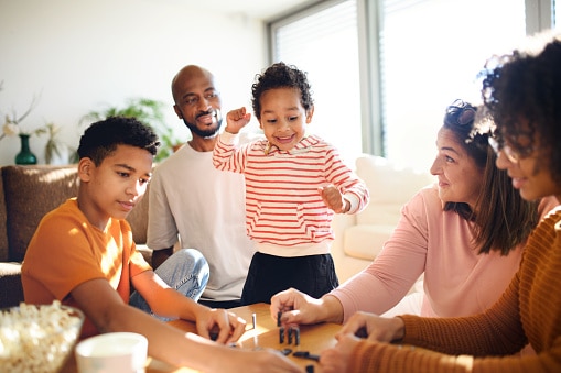 multiracial family game night