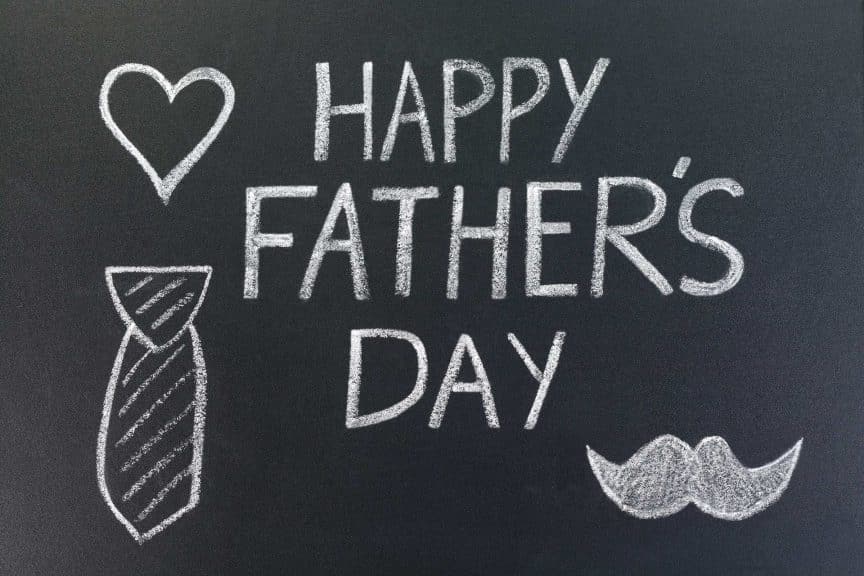 Happy Fathers Day wishes hand written on black board