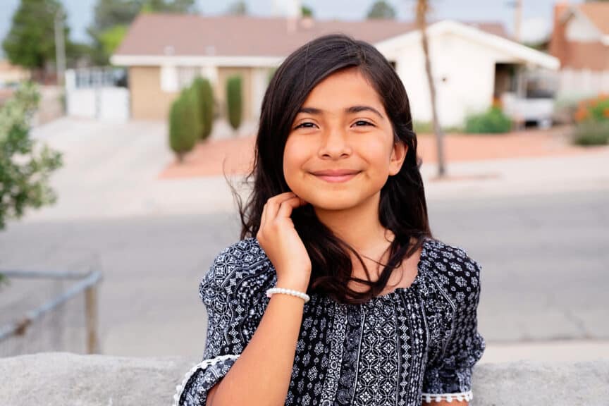 Portrait-of-Pre-Teen-Girl-In-Her-Neighborhood