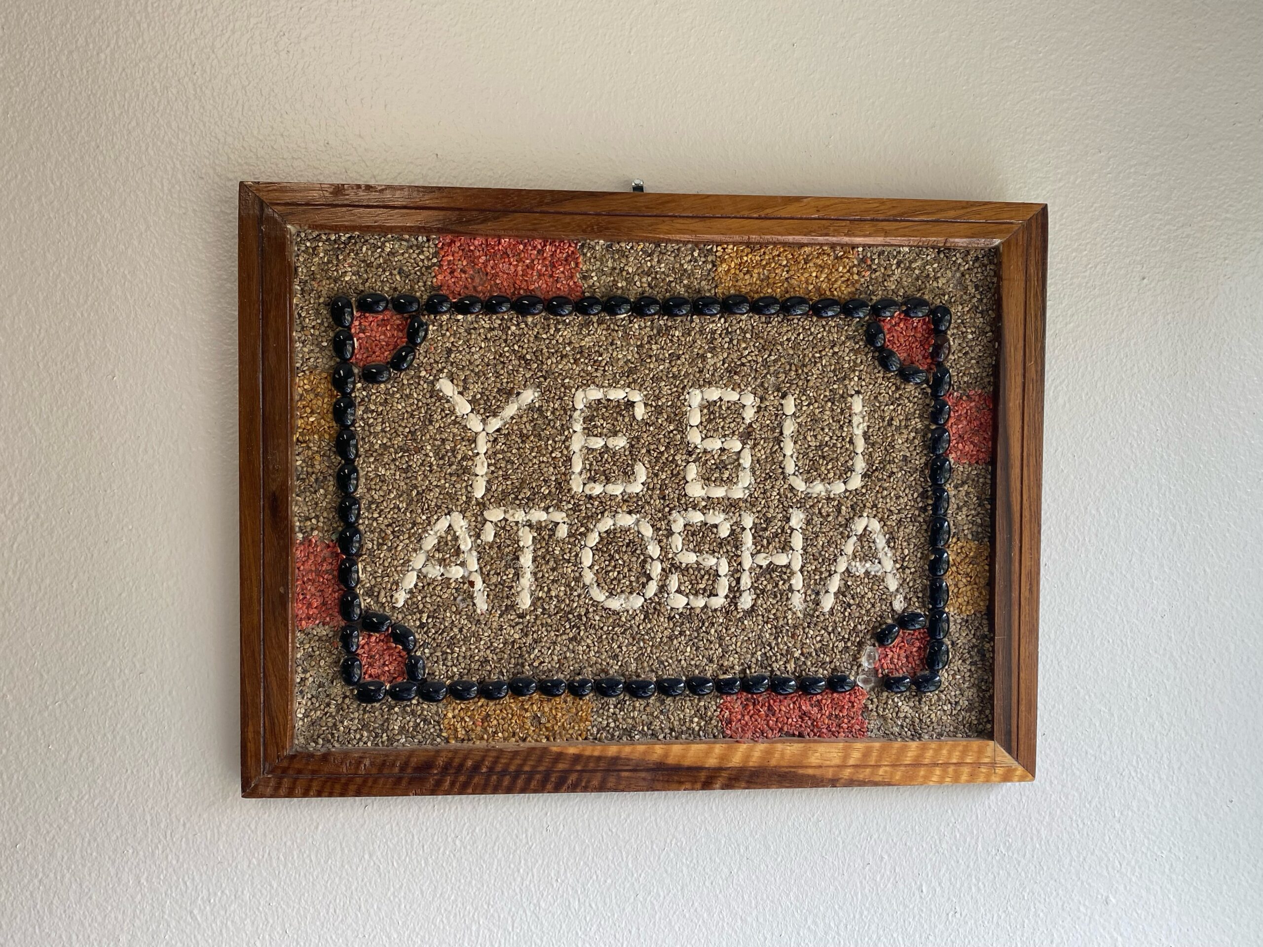 Framed picture with the words Yesu Atosha on it. Meaning Jesus is Enough