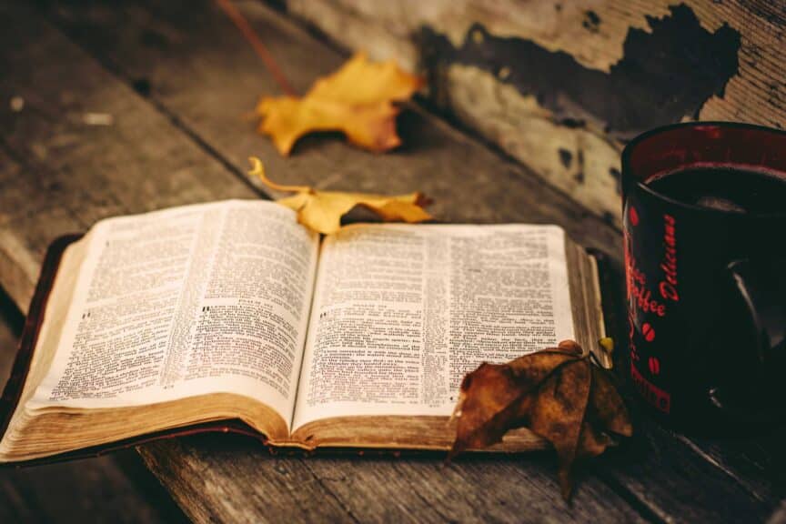 bible-fall-leaves-coffee-outside