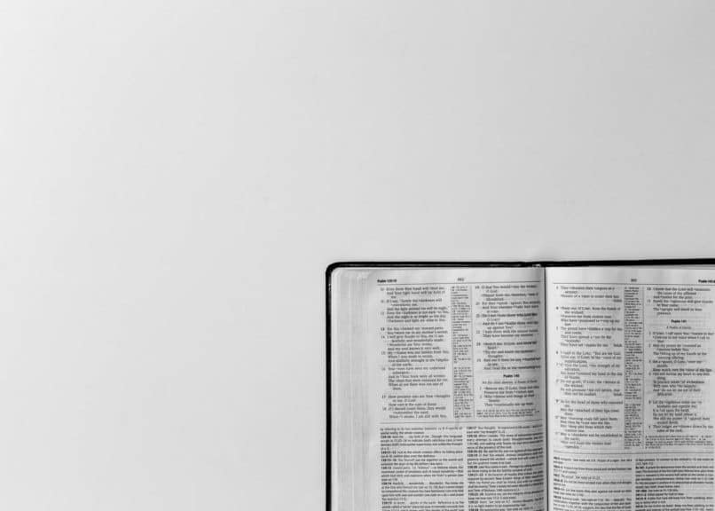 Open Bible on white background