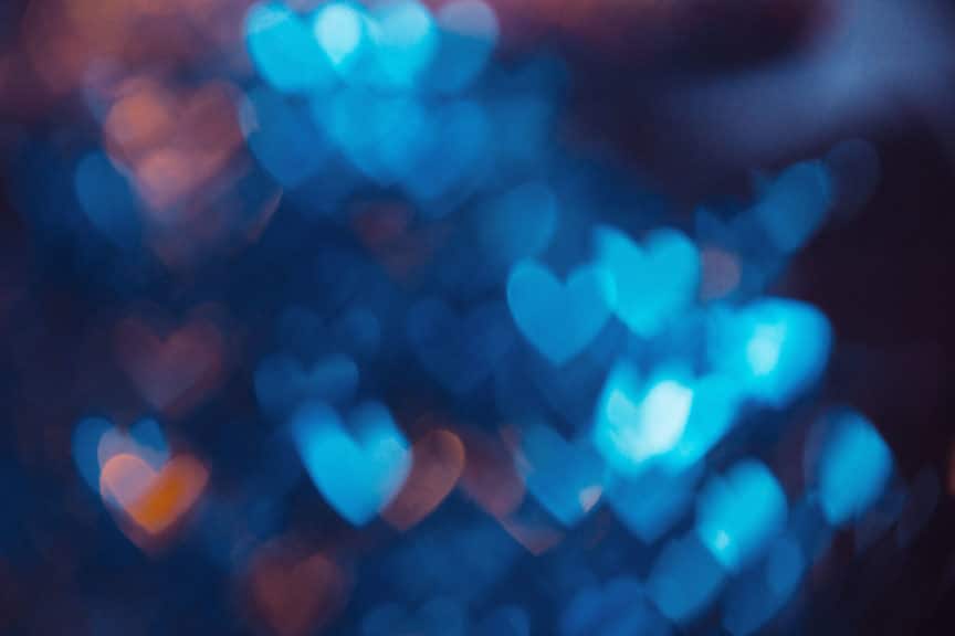 Blue Abstract background with heart shapes