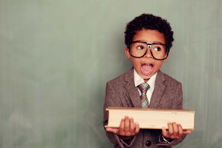 A young boy is ready for his education