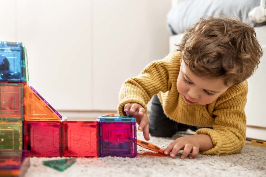 Boy playing with blocks