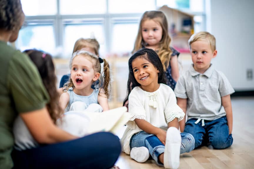 A group of children enjoy their time spent at kids ministry at their church.