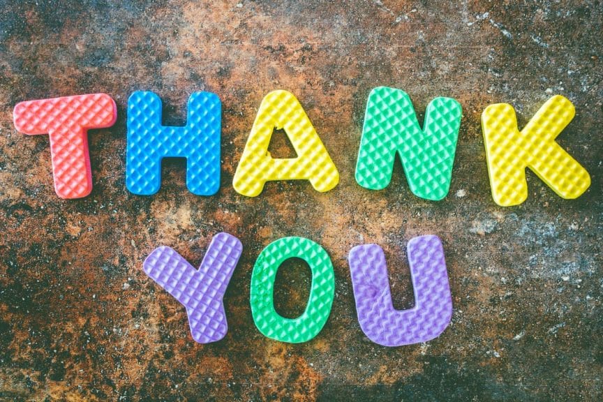 colorful thank you plastic text