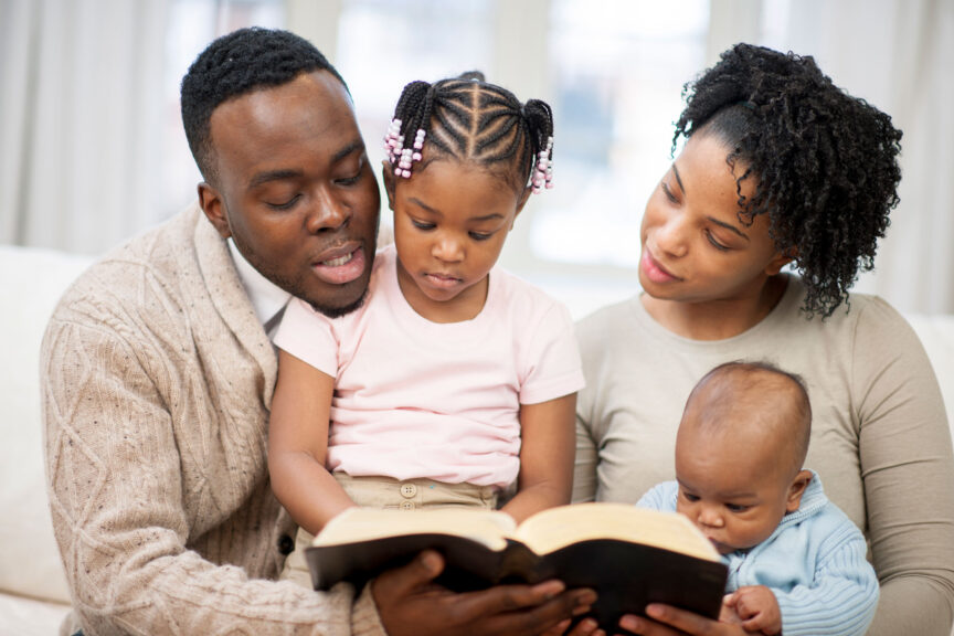 Family spending quality time together in their home living room