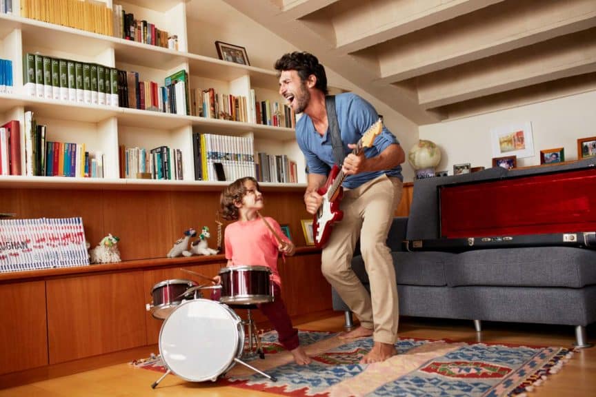 father-son-playing-musical-instruments