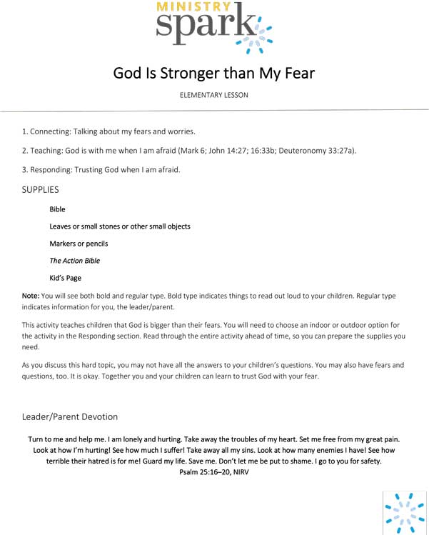 God Is Stronger Than My Fear COVID-19 Lesson and Resources for Kids