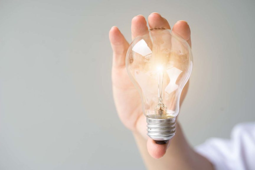 light bulb in hand