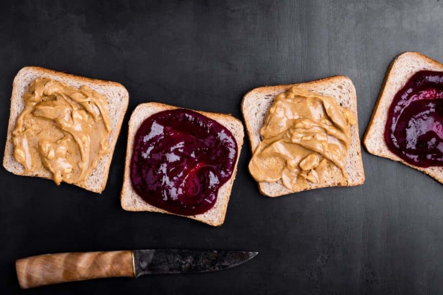 Making peanut butter and jelly sandwiches