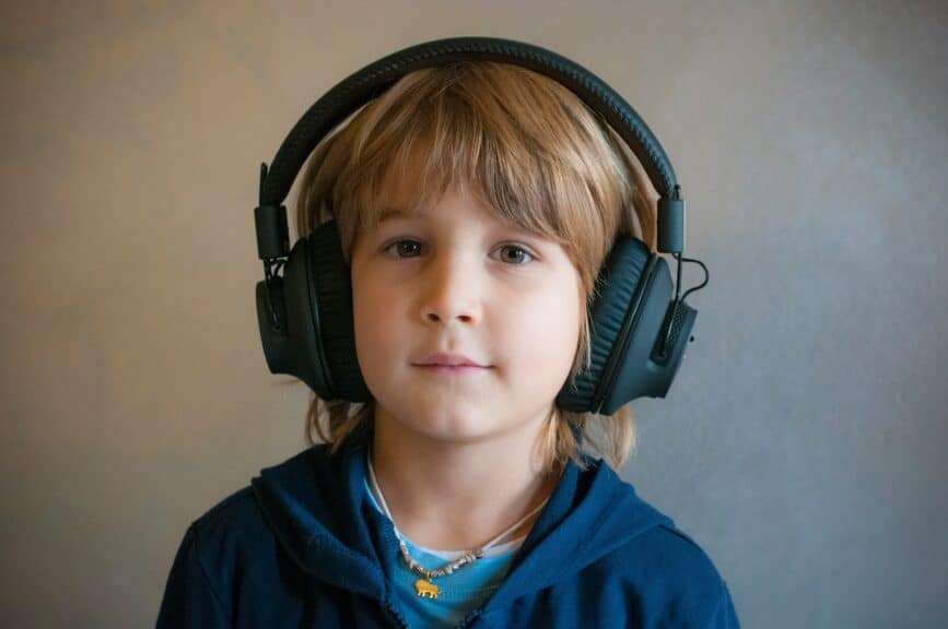 child with sensory headphones
