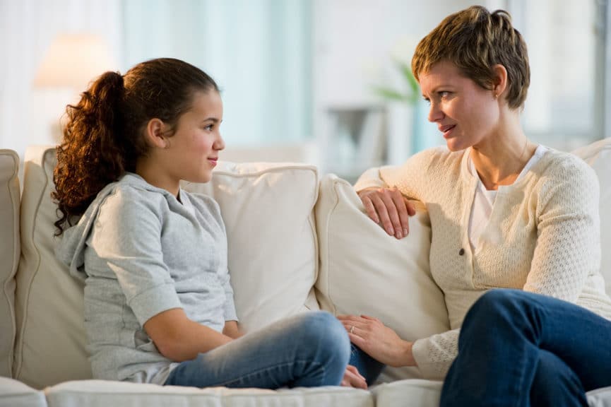 Mother and daughter having a serious talk