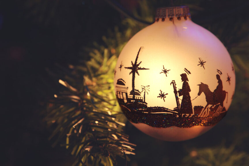 Nativity Scene silhouette on Christmas Ornament